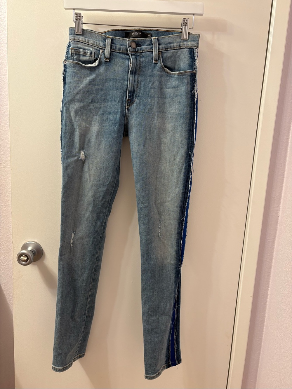 Hudson Barbara Jeans Light Blue Skinny with Dark Blue Side Stripe